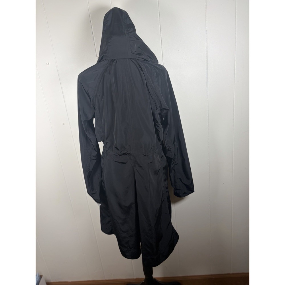 Athleta Jacket Womens S Black Drip Drop Hooded Full Zip Drawstring Rain Coat - Picture 4 of 12